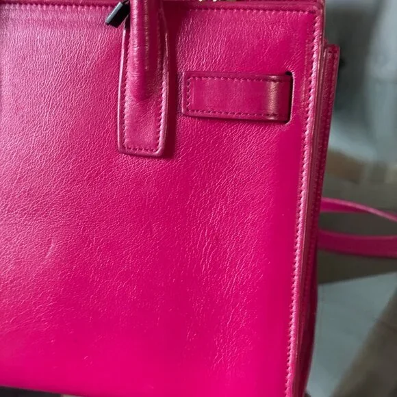 SAINT LAURENT LEATHER Sac de Jour Nano Pink W/Strap - Picture 10 of 12